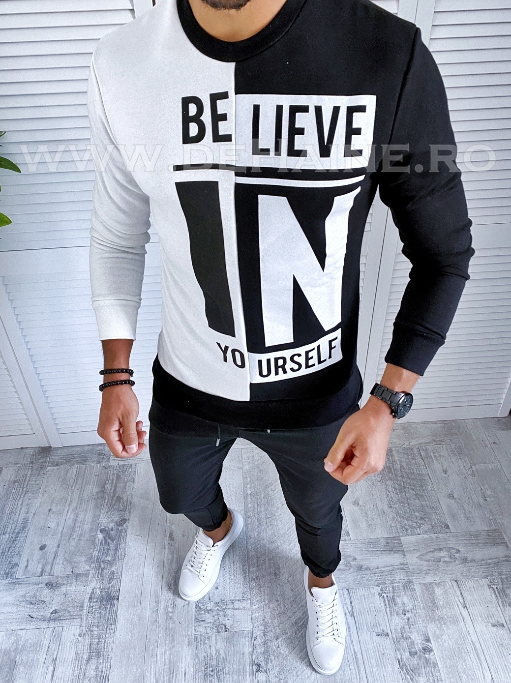 Bluza barbati neagra slim fit 2601 7-1